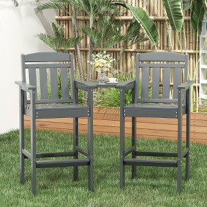 JUJABU Set of 2 Tall Adirondack Chairs with Connecting Tray, All-Weather Bar Height Patio Chairs for Balcony or Poolside - 1 of 4