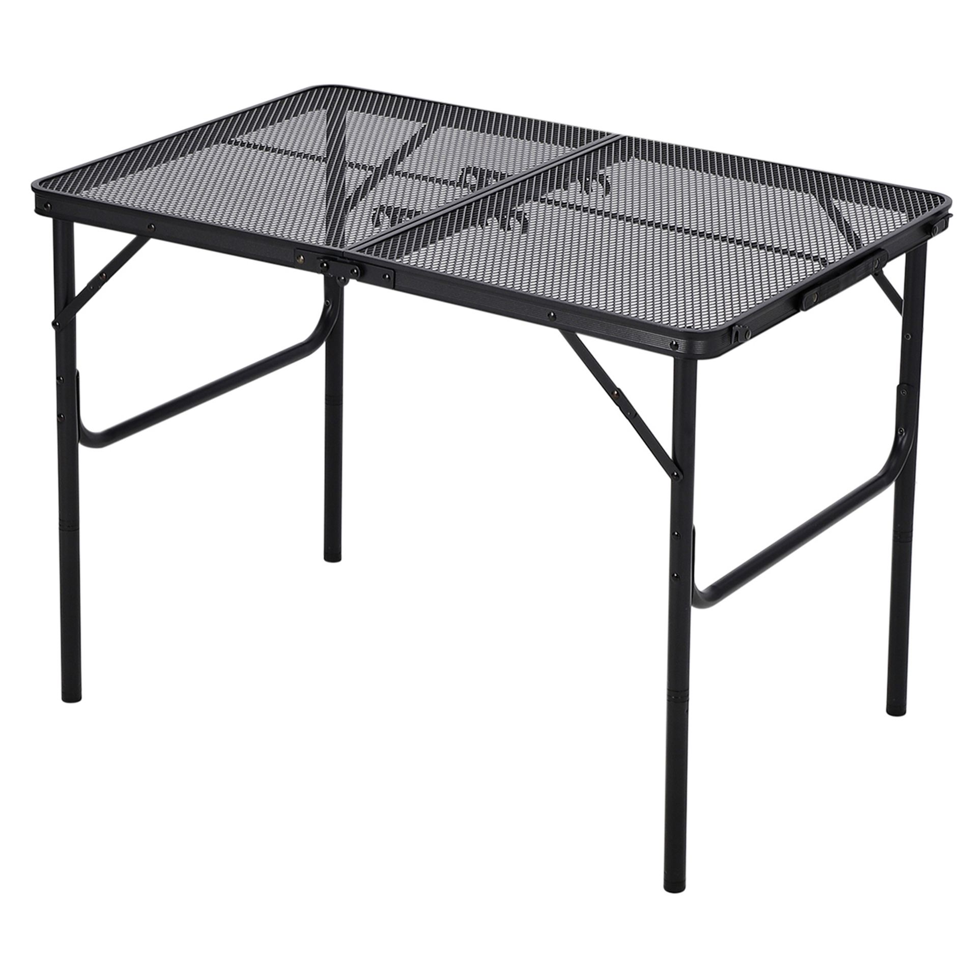 Orieon 3x2FT Folding Grill Table, Portable Camping Table with Mesh Top, Height Adjustable Lightweight Metal Table for Outdoor BBQ, Picnic & Travel