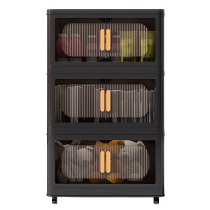 QingMoon Folding Storage Cabinet, Collapsible Closet Organizers and Stackable Storage Bins with Magnetic Door and Wheels for Home, Office - 1 of 4
