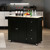 Costway Drop-Leaf Kitchen Island Trolley Cart Wood Storage Cabinet w/ Spice Rack Black - 4 of 4