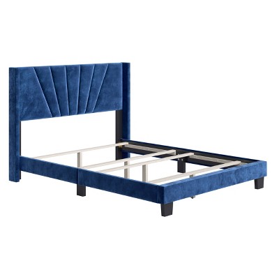 Queen Ariana Velvet Upholstered Platform Bed Frame Ocean Blue - Eco ...