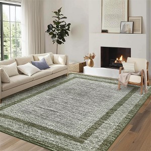 Modern Machine Washable Area Rug Ultra Thin Stain Resistant Non Shedding Non Slip Pet Friendly Floor Rug for Living Room Bedroom - 1 of 4