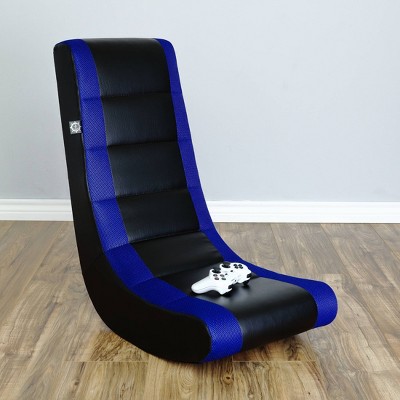 Black and Blue Faux Leather Video Rocker Gaming Chair