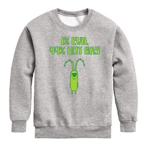 Boys' - SpongeBob SquarePants - Plankton One Percent Evil Graphic Long Sleeve Fleece Sweatshirt - 1 of 4