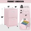 ZACHVO 18 Inch Deep 2 Drawer Pink Mobile Metal Filing Cabinet for Letter-Size with Lock, Home Office Storage - 4 of 4