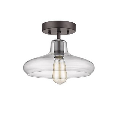 Chloe Lighting CH854008CL11-SF1 Industrial Industrial-Style 1 Light Rubbed Bronze Semi-Flush Ceiling Fixture 11" Shade