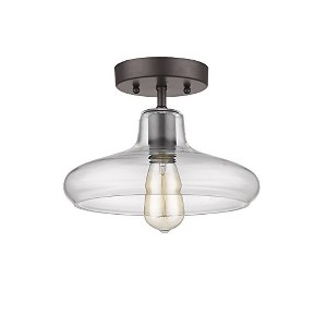 Chloe Lighting CH854008CL11-SF1 Industrial Industrial-Style 1 Light Rubbed Bronze Semi-Flush Ceiling Fixture 11" Shade - 1 of 2
