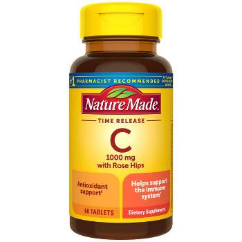 Nature Made Vitamin C 1000 mg with Rose Hips, Dietary Supplement for Immune Support, 60 Time Release Tablets, 60 Day Supply