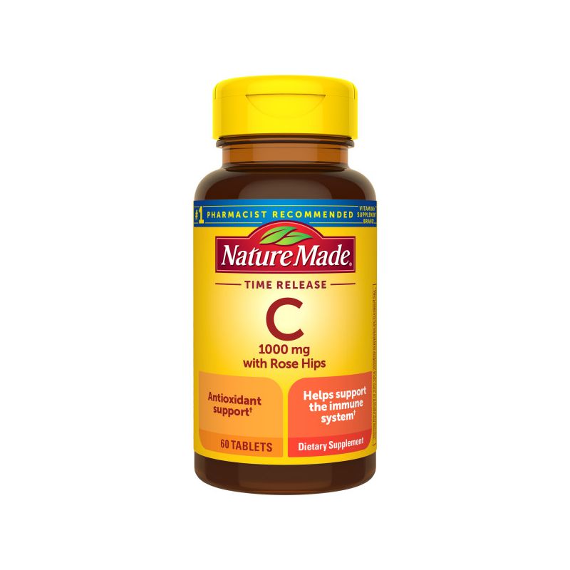 Nature Made Vitamin C 1000 mg with Rose Hips, Dietary Supplement for Immune Support, 60 Time Release Tablets, 60 Day Supply, 1 of 8