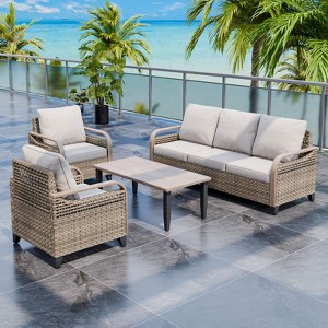 EAGLE PEAK Wicker Outdoor Patio Conversation Set - 1 of 4