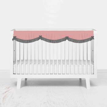 Bacati - Solid Girls Lilac/Coral/Gray Solid Long Crib Rail Guard Cover 