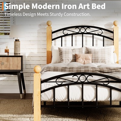 Metal Bed Frame, Bed Frame with Headboard and Footboard, Structurally Stable, Heavy Duty Steel Slat Supported