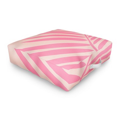 Daily Regina Designs Pink And Blush Palm Leaf Outdoor Floor Cushion - Deny Designs