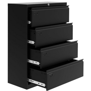 TROPOW 4-Drawer Lateral File Cabinet - Black Heavy-Duty Metal Storage for Letter/Legal Documents (Home/Office Use) - 1 of 4