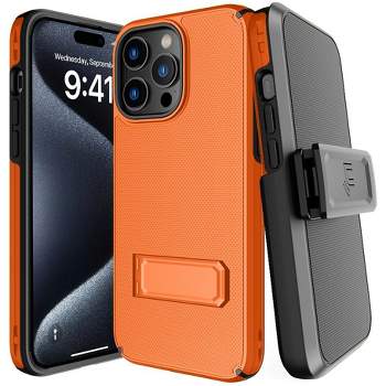 Nakedcellphone Combo for iPhone 15 Pro Max - Rugged Phone Cover with Stand and Belt Clip Holster