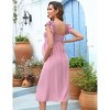 Coolmee Women's Summer Maternity Midi Dresses Cap Ruffle Flying Sleeve Square Neck Smoked Flowy Pleated Babydoll Dress - 2 of 4