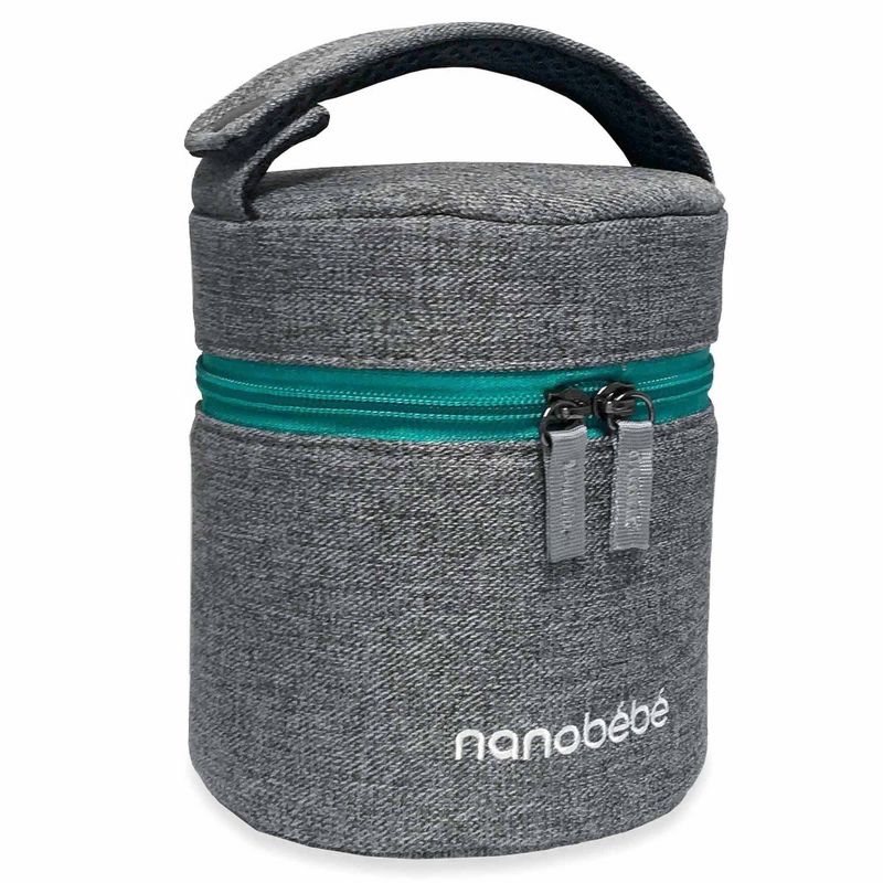 nanobebe Compact Triple-Insulated Bottle Cooler &#38; Travel Bag with Ice Pack - Gray - 1.5qt, 1 of 13