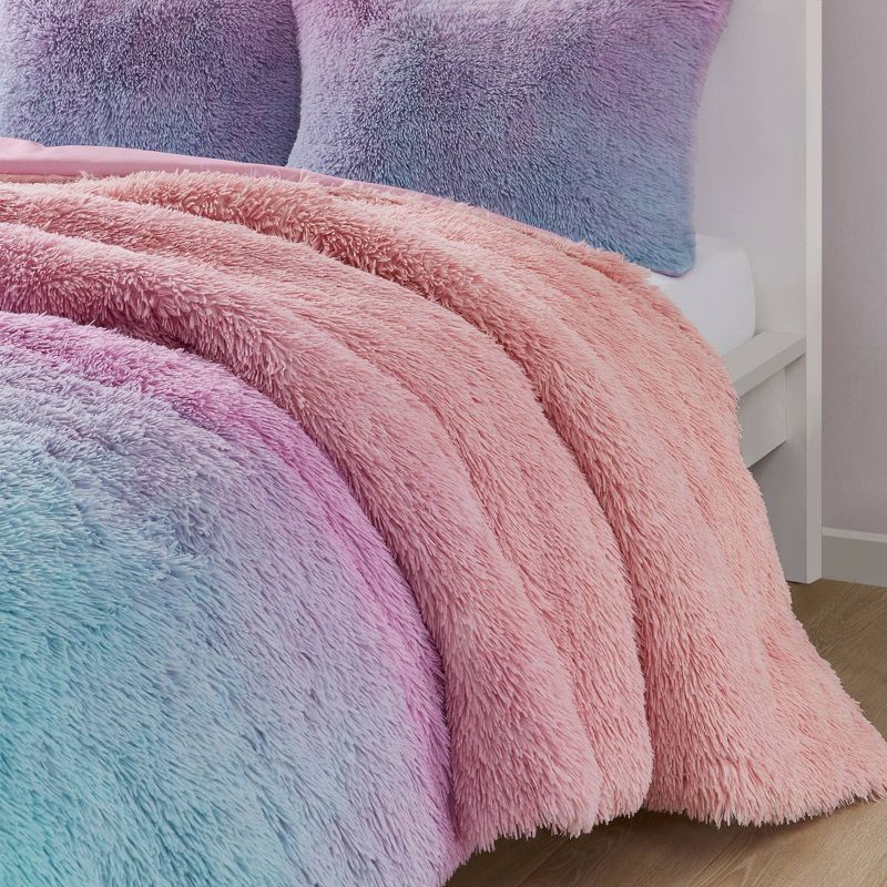 Mi Zone Teen Evie Ombre Shaggy Faux Fur Comforter Set, 4 of 11