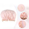Unique Bargains Women's Waterproof Heart Shape Elastic Shower Hair Cap Pink Green Black 3 Pcs - 3 of 4