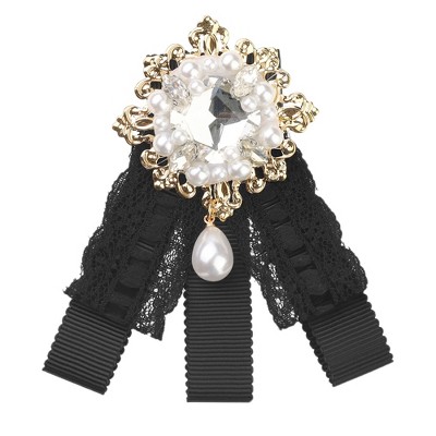 Elerevyo Women's Bowknot Brooch Lace Elegant Ribbon Bow Tie Brooches Collar Pin 1 PCS