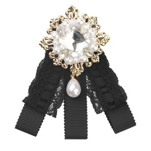 Elerevyo Women's Bowknot Brooch Lace Elegant Ribbon Bow Tie Brooches Collar Pin 1 PCS - 1 of 4
