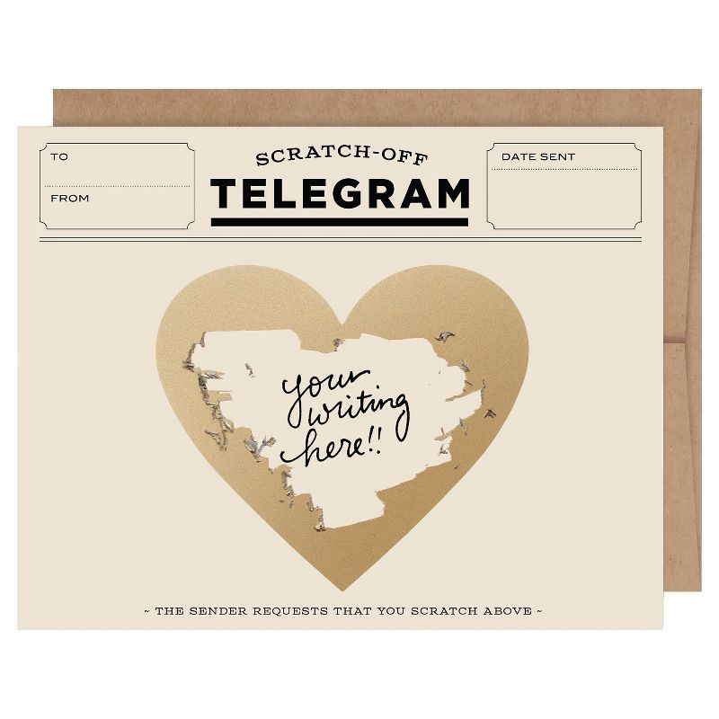 6ct Classic Telegrams Scratch-off Greeting Cards, 1 of 6