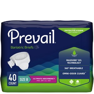 Prevail Unisex Adult Incontinence Bariatric Briefs, Refastenable Tabs, Ultimate Absorbency - 1 of 4