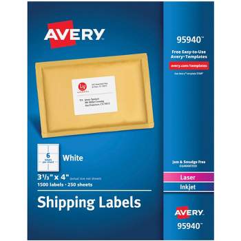 Avery Bulk Shipping Labels, 3-1/3 x 4 Inches, White, Pack of 1500