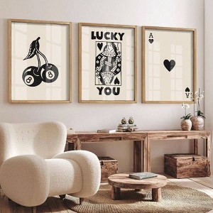 Framed Set of 3 Poker Wall Art Lucky You Poster Trendy Retro Print Wall Decor Rustic Vintage Farmhouse Home Wall Decor - 1 of 4