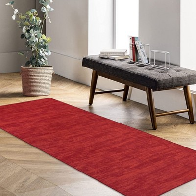 Solid Modern Washable Low Pile Area Rug with Rubber Backing