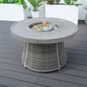 Moda Furnishings 24.6'' H x 42'' W Aluminum Propane Outdoor Fire Pit Table with Lid - 1 of 4