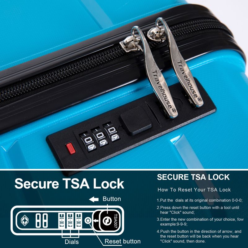 3 PCS Hardshell Luggage Set, ABS Lightweight Spinner Suitcase with TSA Lock (20/24/28)-ModernLuxe, 4 of 15