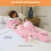 Catalonia Adult Fleece Wearable Blanket with Sleeves & Foot Pockets, Snuggle Wrap Sleeved Flannel Throw Blanket Robe, Warm Gifts Idea for Her Him - 3 of 4