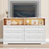55 Inch Wooden 6 Drawer Dresser for Bedroom with Led Light, and Large Capacity Storage, Wide Storage Dressers Organizer for Closet and Living Room - 4 of 4