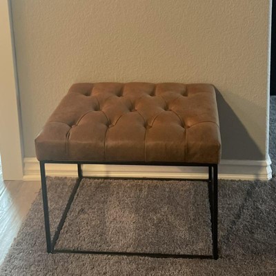 Project 62 trubeck tufted ottoman on sale faux leather with metal base brown