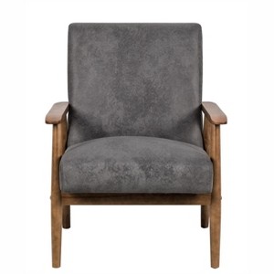 TiramisuBest Set of 2 Upholstered Teddy Faux Fur Dining Chairs with Adjustable Legs and Armrests, Comfortable Accent Chairs (Light Brown) - 1 of 4