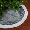 Northlight 46" Gray and Silver Sequined Christmas Tree Skirt with Faux Fur Trim - 2 of 3
