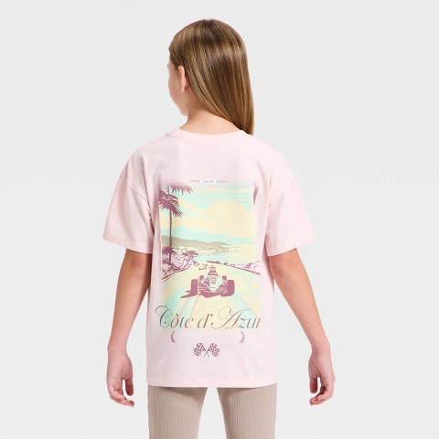 Детские Cat & Jack Girls' Short Sleeve Oversized Graphic T-Shirt - Cat & Jack™ Light Pink S