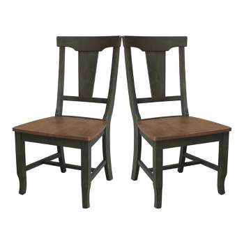 Set of 2 Solid Wood Panel Back Chairs Hickory/Washed Coal - International Concepts