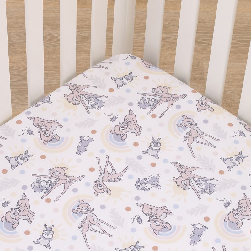 Disney B is for Bambi Tan, Gray, and White Nursery Fitted Mini Crib Sheet, 4 of 5