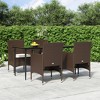 vidaXL Patio Dining Set Outdoor Dining Set Table and Chair Set for Garden - Brown and Black, 5 Piece, 63" Table with Cushions - 2 of 4
