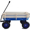 Acekool Steel Garden Cart 176 lbs Capacity, All-Terrain Wagon with Wood Side Panels, 10" Air Tires, Foldable Handle, for Yard Farm Orchard, Blue - 2 of 4