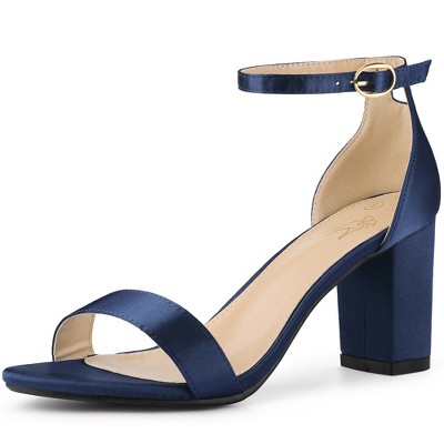 Navy blue low heel sandals shops