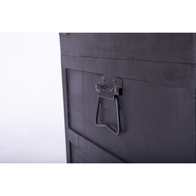 Large Dark Brown Wooden Storage Trunk with Lockable Latch