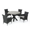 Christopher Knight Home Neron Outdoor Wicker and Lightweight Concrete 5 Piece Dining Set with Cushion, Gray/Light Gray - 2 of 4