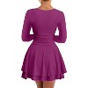 Long Sleeve Corset Mini Dress with Square Neck & Ruffle Hem, Ruched Waist Party Dress for Night Out, Cocktail, Dinner Date Purple Red - 2 of 4