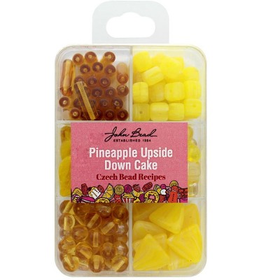 John Bead Recipe Box Mixed Glass Beads Pineapple Upside Down Cake, 110g
