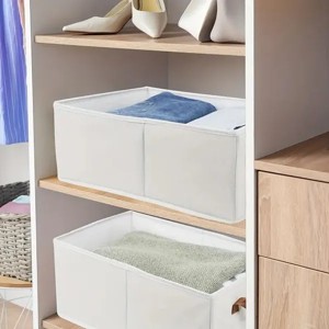 Racxily Portable Clothes Storage Box, Foldable Thick Cloth Storage, Storage Bag For Organizing With Window Storage Nano, White - 1 of 4