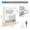 Resenkos Shoe Cabinet with 2 Flip Drawers, Freestanding Shoe Cabinet Organizer with Metal Legs, Shoes Storage Cabinet for Entryway, White - 4 of 4