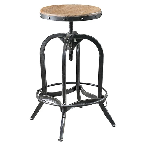 Rustic 33" Adjustable Wood Top Barstool Gray